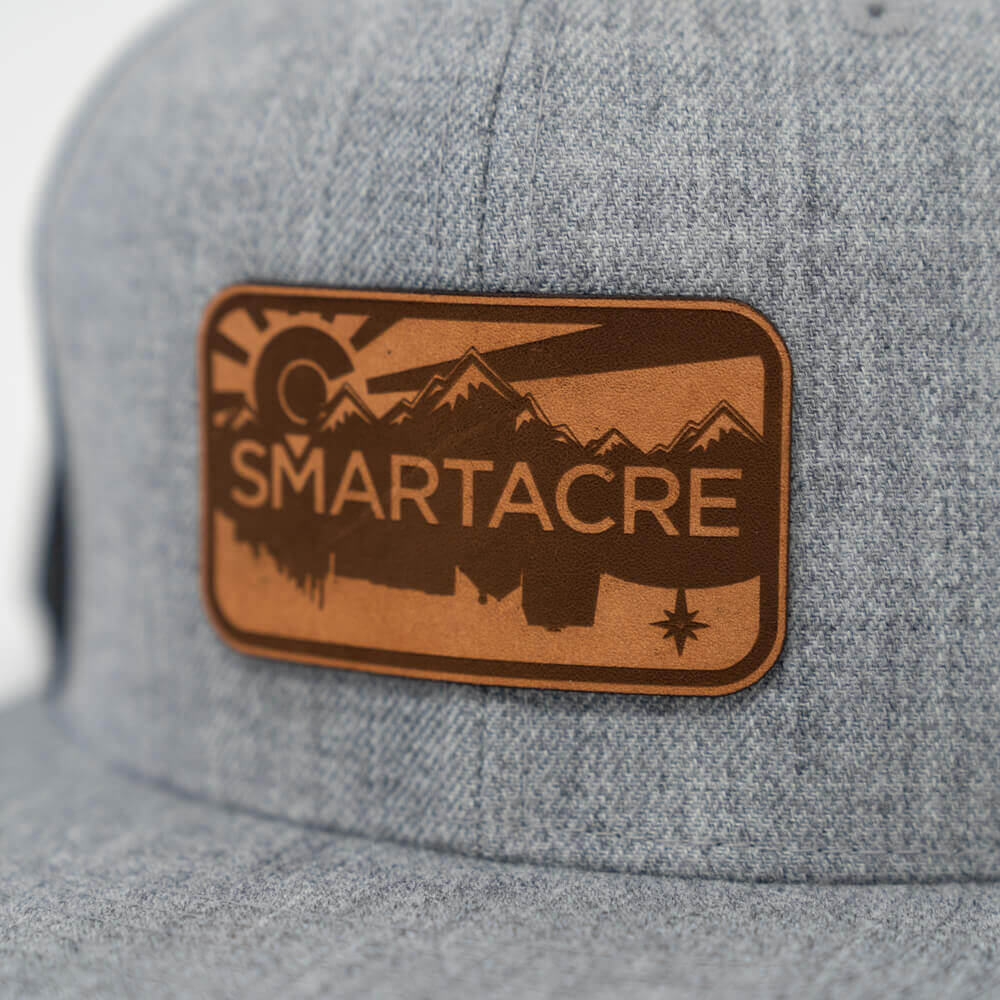 Gray Black Flat Brim Trucker Hat With Brown Leather SmartAcre gray-black-flat-brim-trucker-hat-with-brown-leather-smartacre
