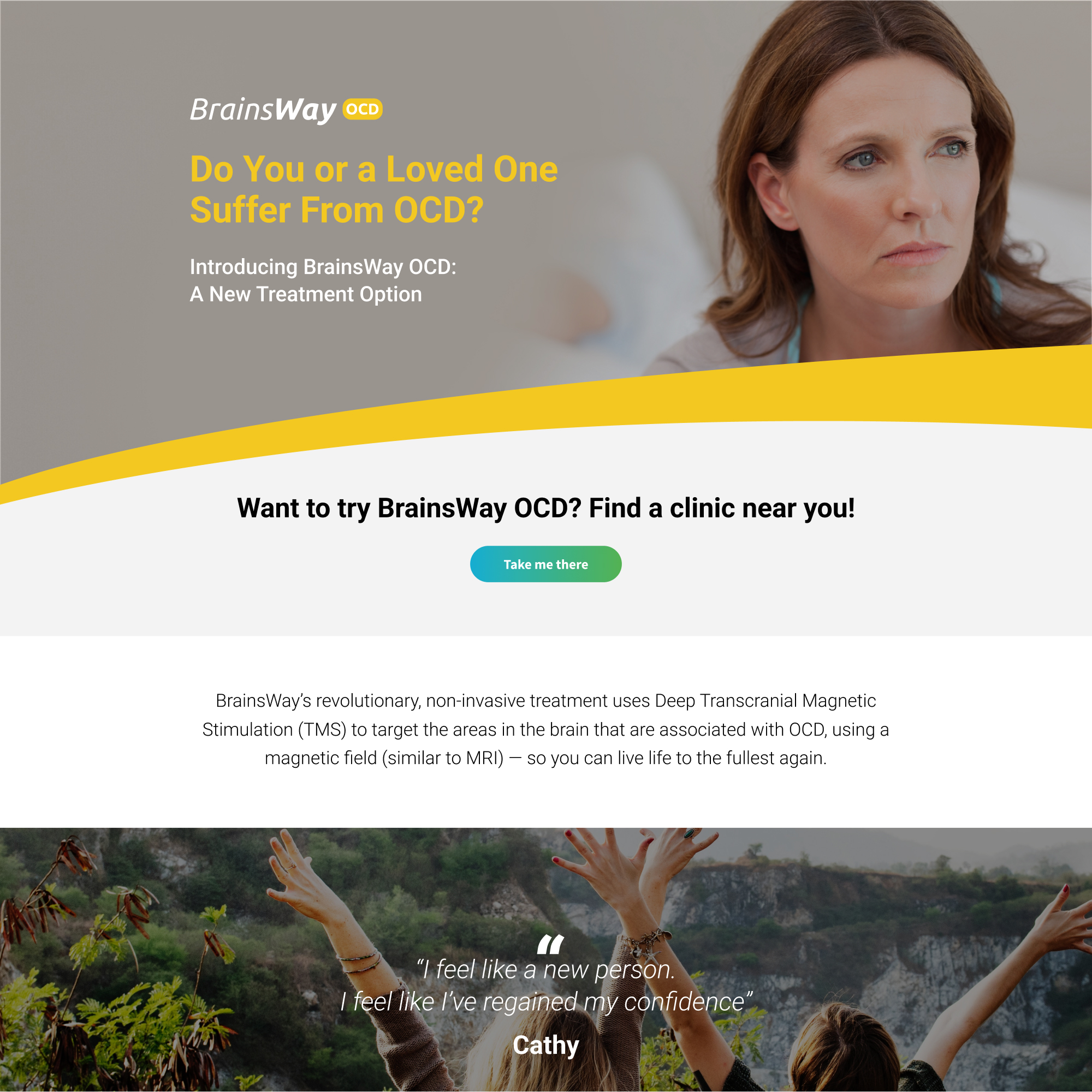 BrainsWay OCD landing page design