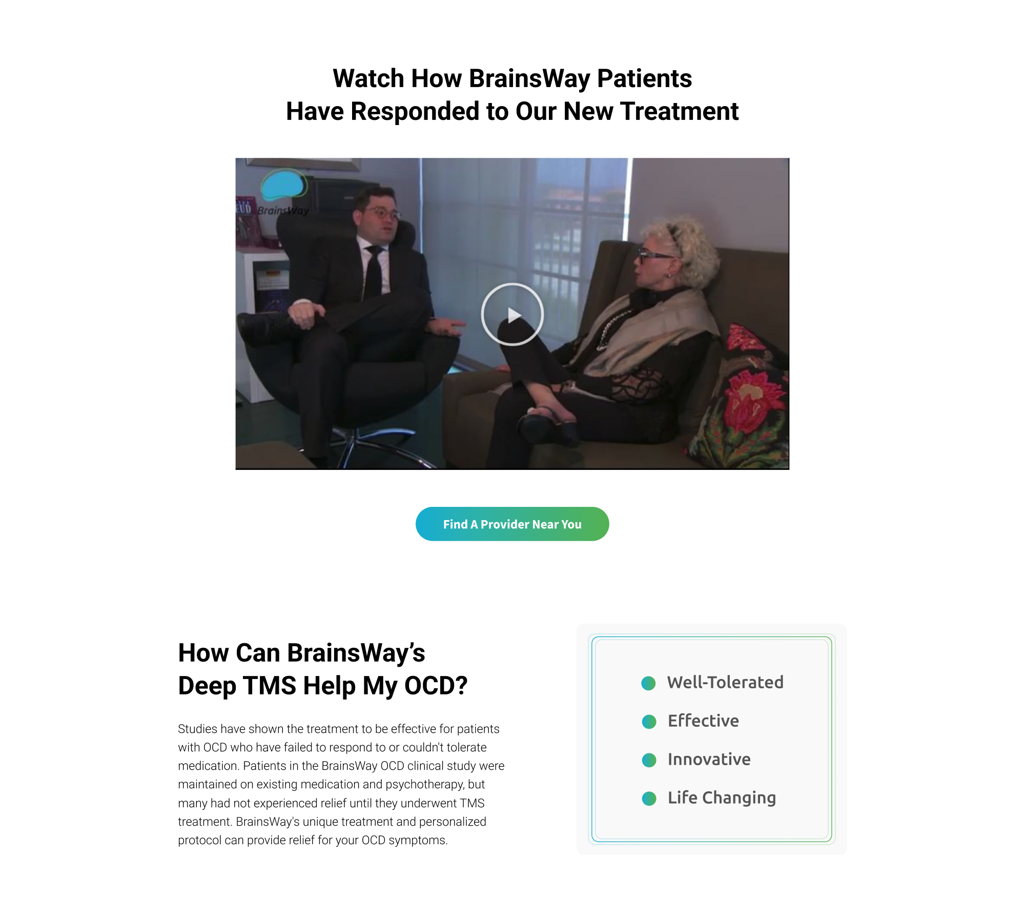 BrainsWay OCD landing page design