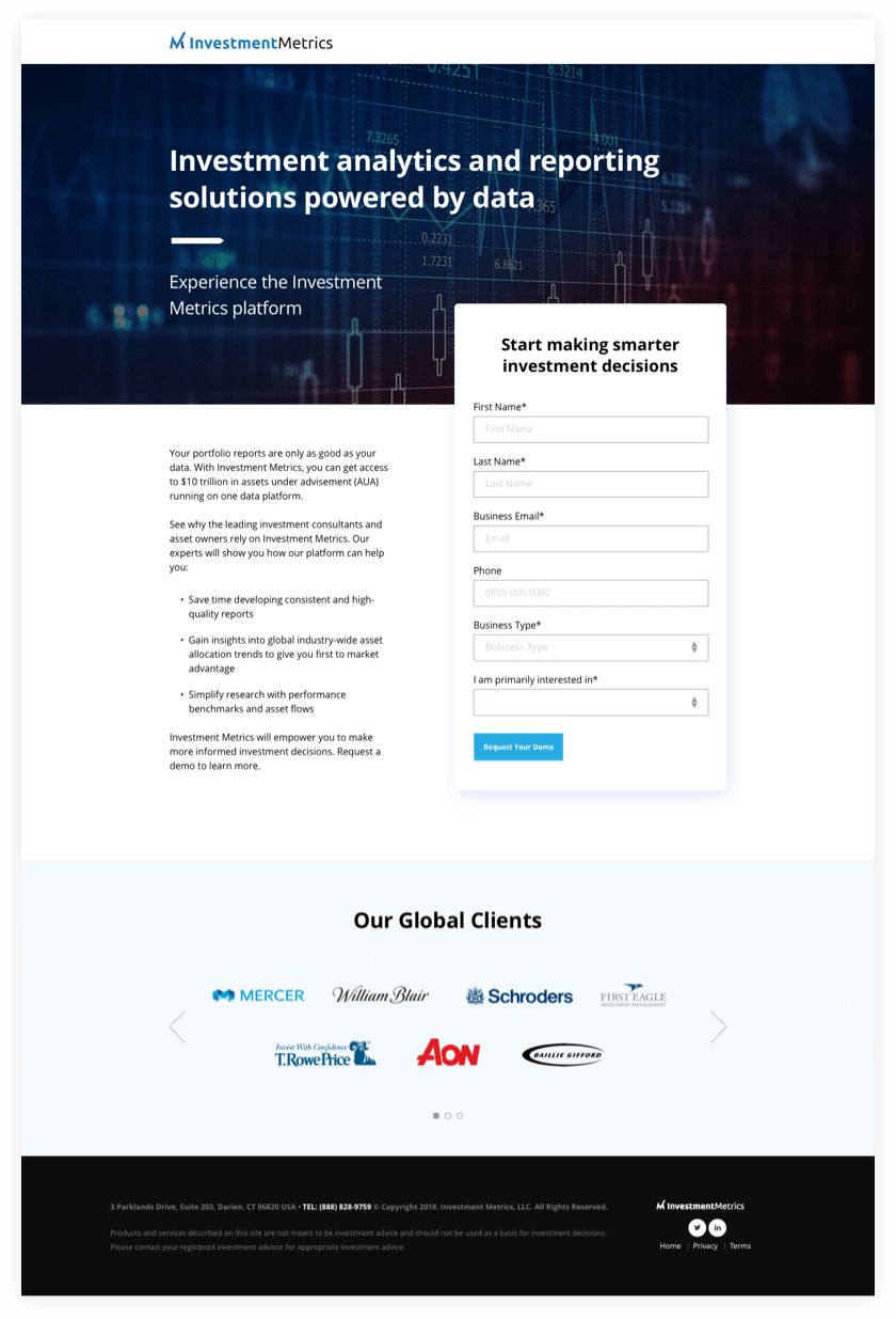 Investment Metrics Landing Page Design SmartAcre