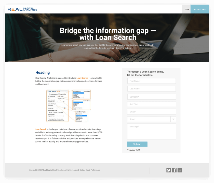 Real Capital Analytics Landing Page Design SmartAcre