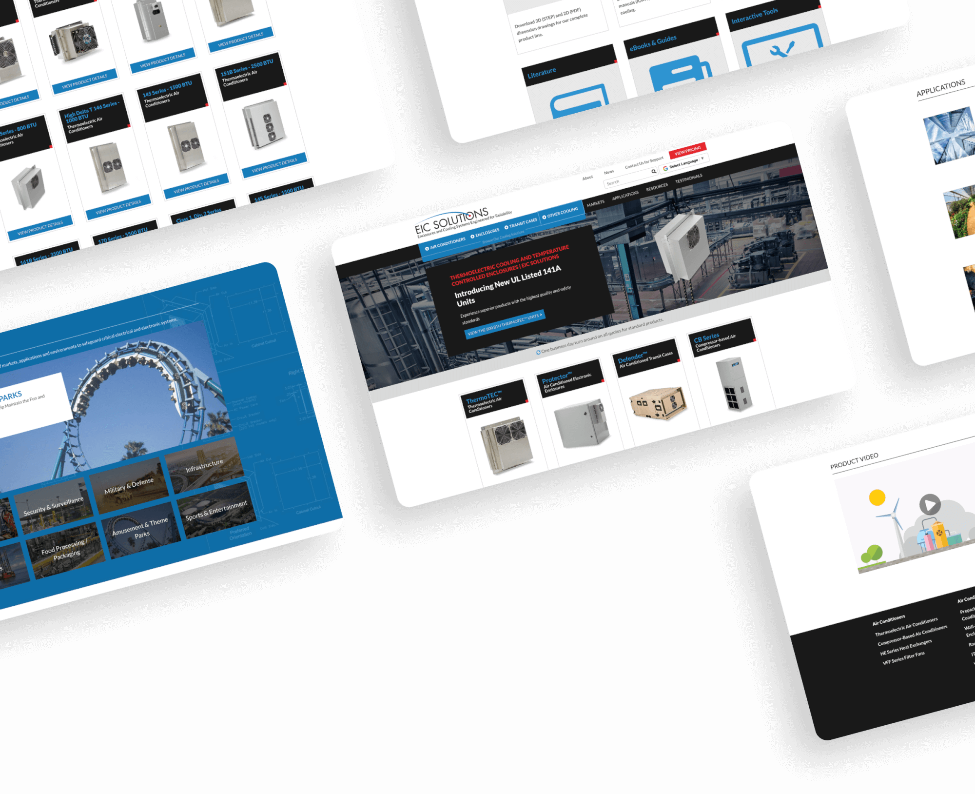 stylized grid of EIC Solutions webpages
