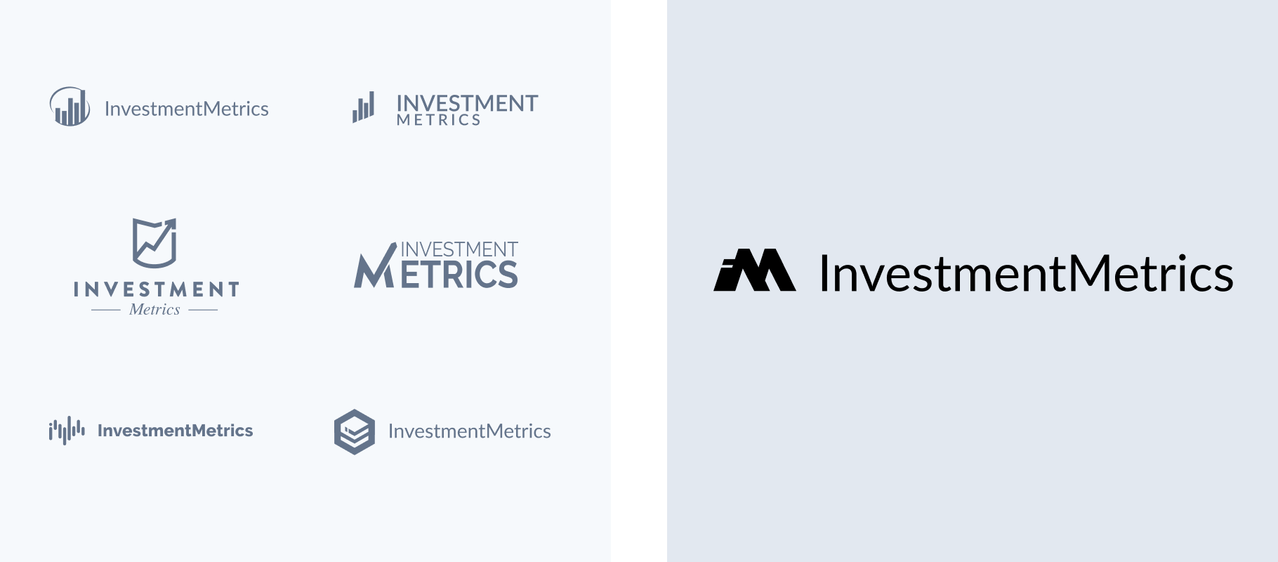 Investment Metrics logo exploration and ideas