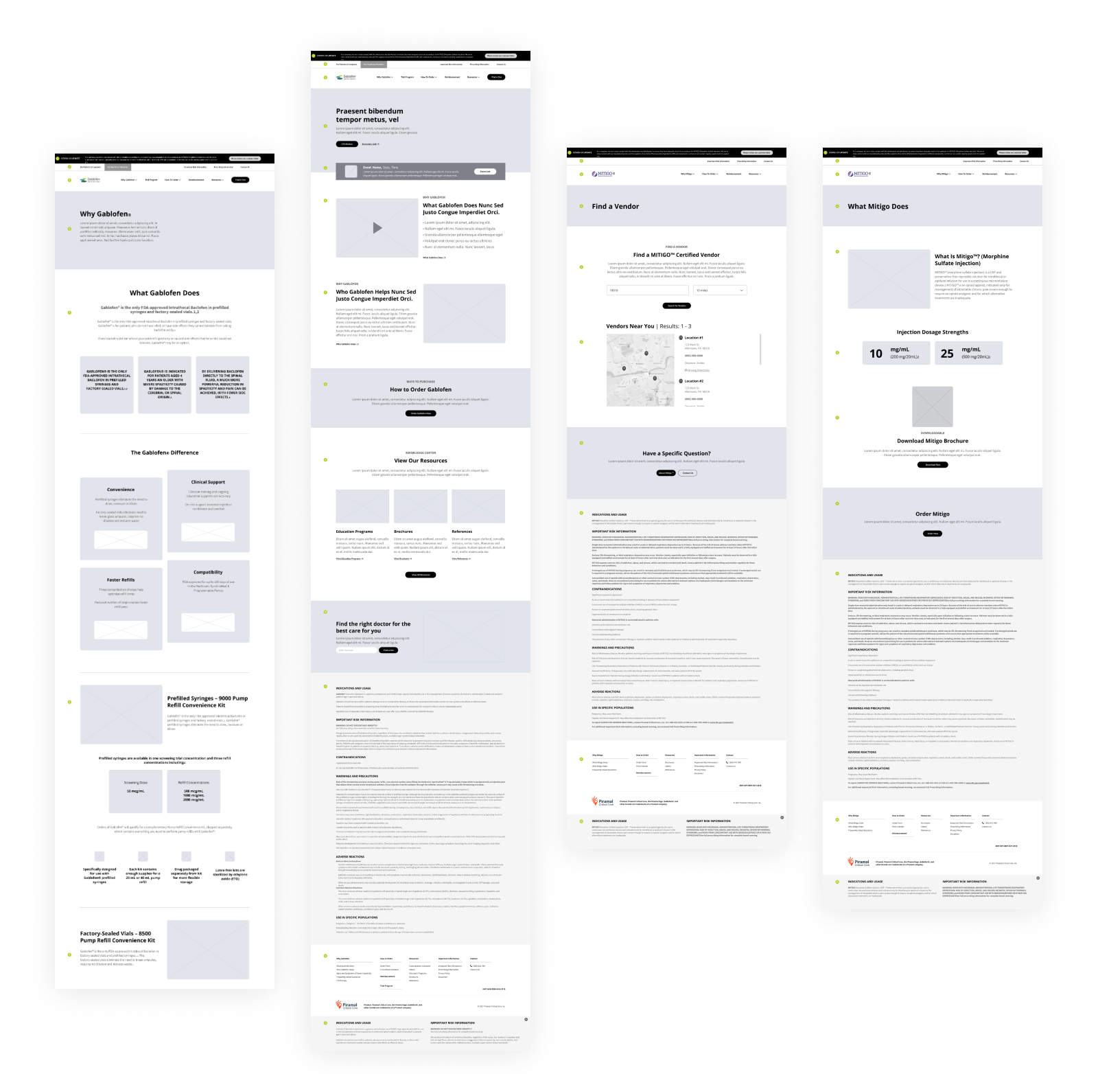 Piramal Critical Care Wireframes