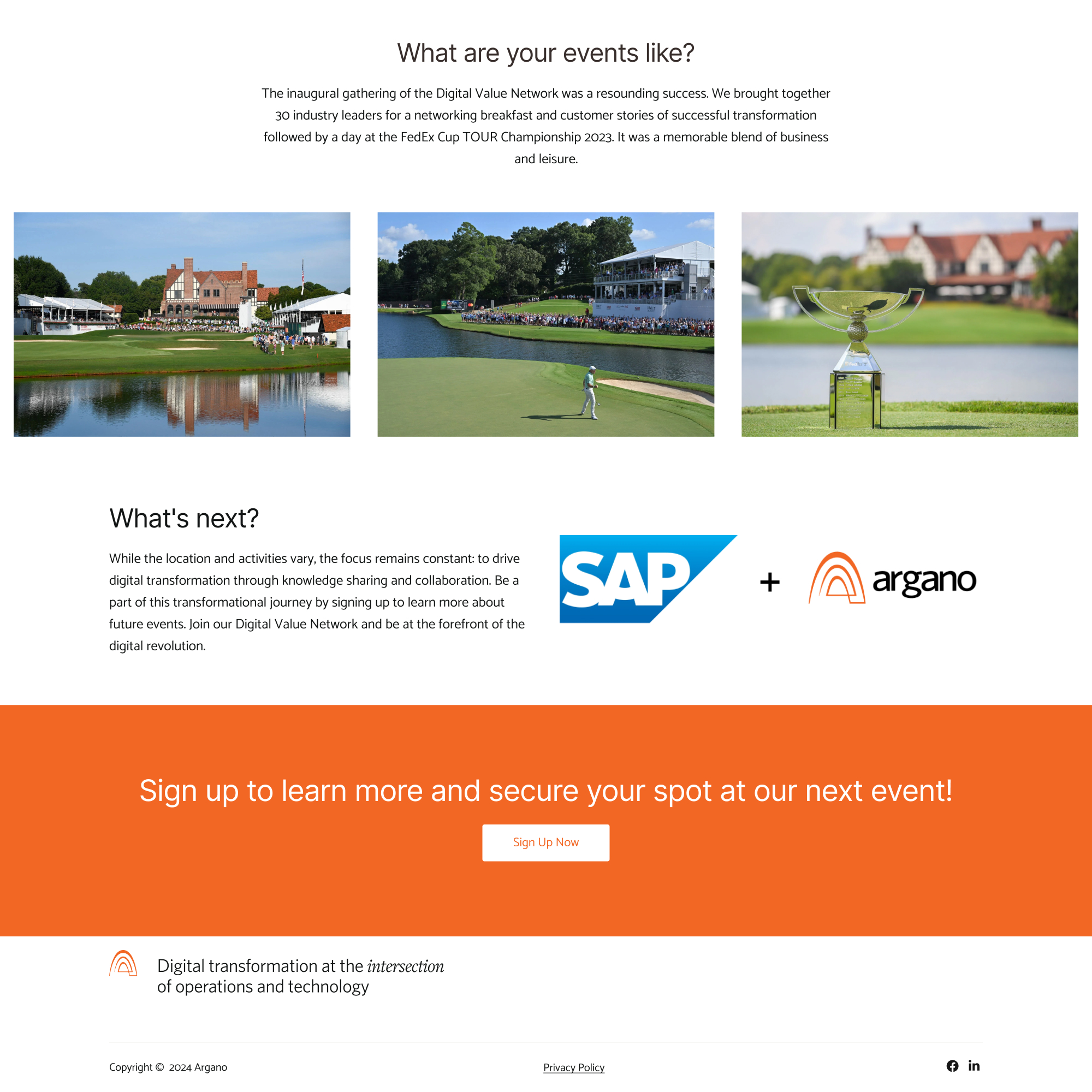 Argano Digital Value Network Landing Page designs