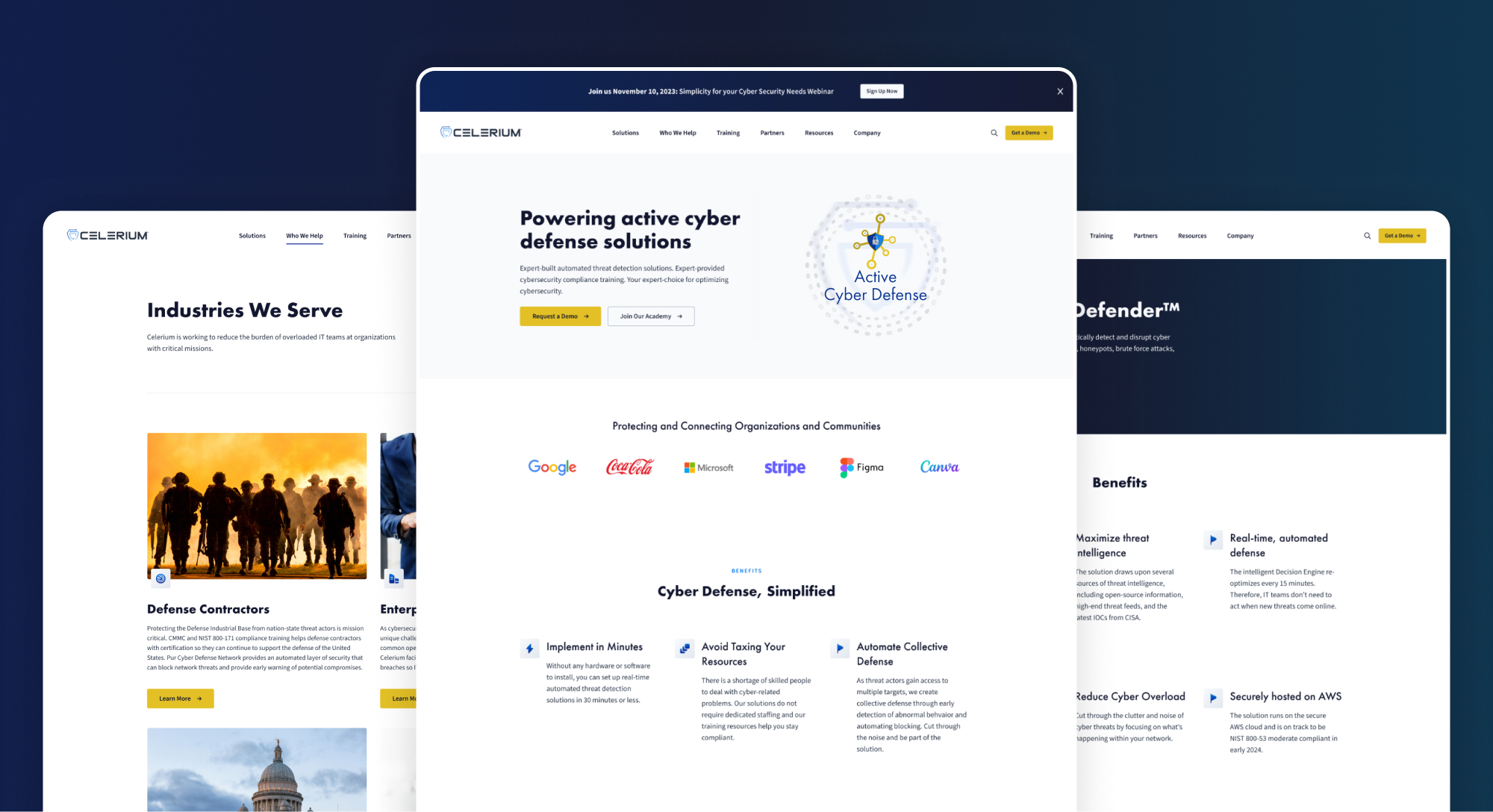 Celerium Website Redesign designs