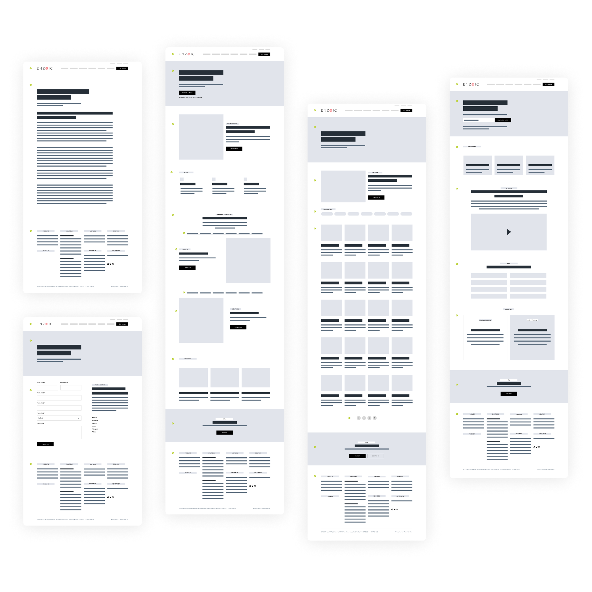 Enzoic Website wireframes