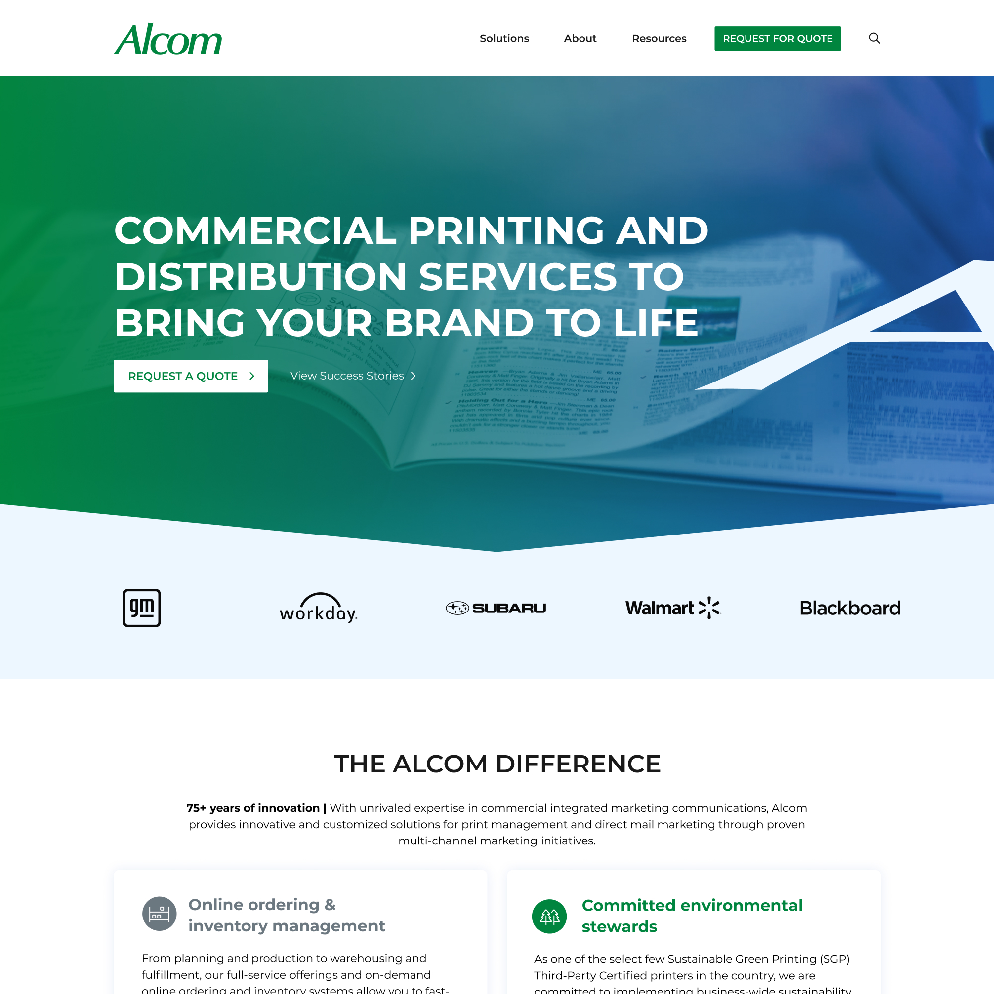 Alcom Printing website designs