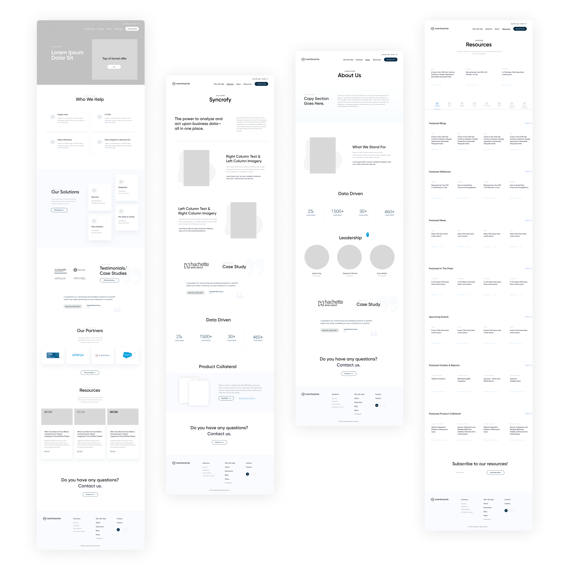 CoEnterprise website wireframes