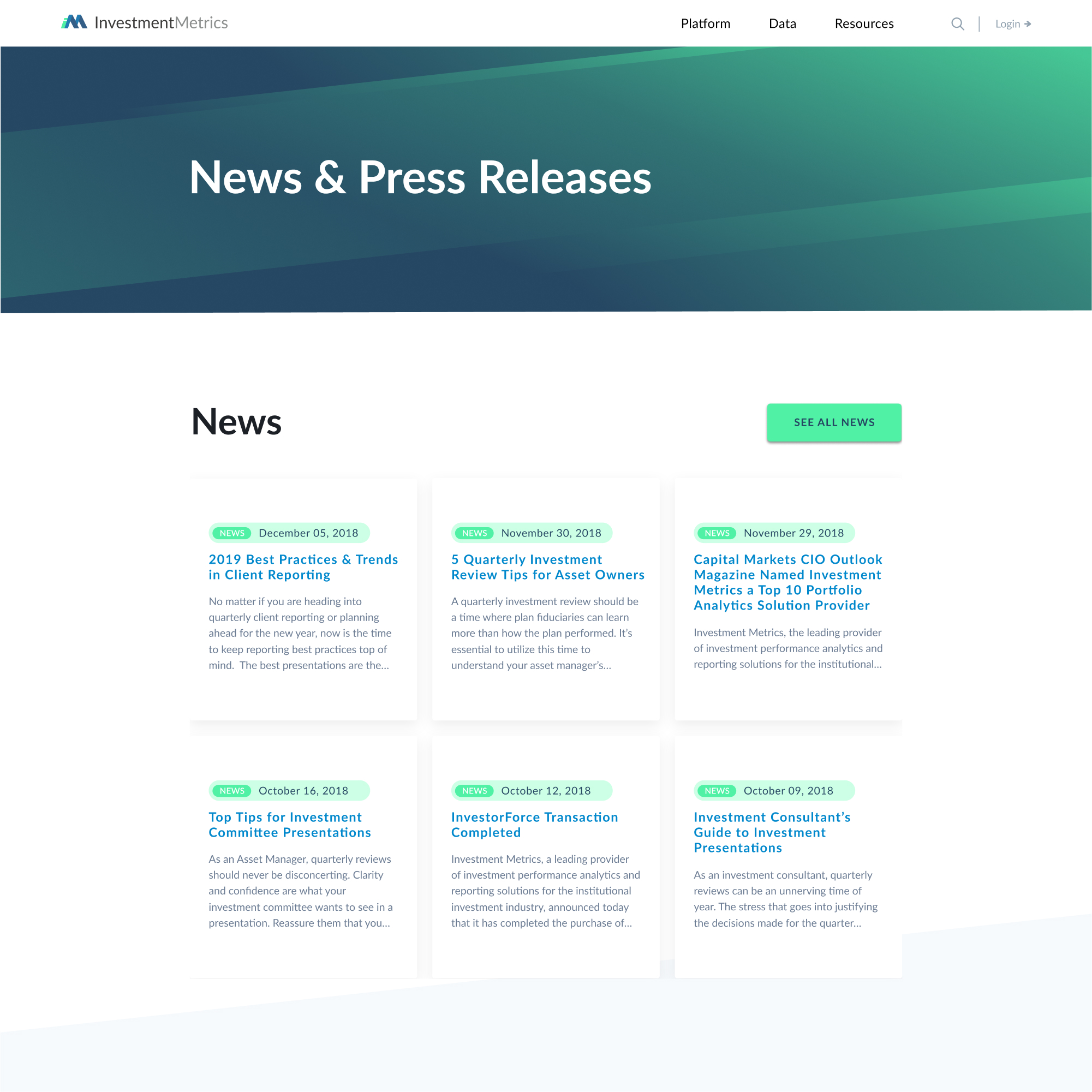 Investment Metrics designs