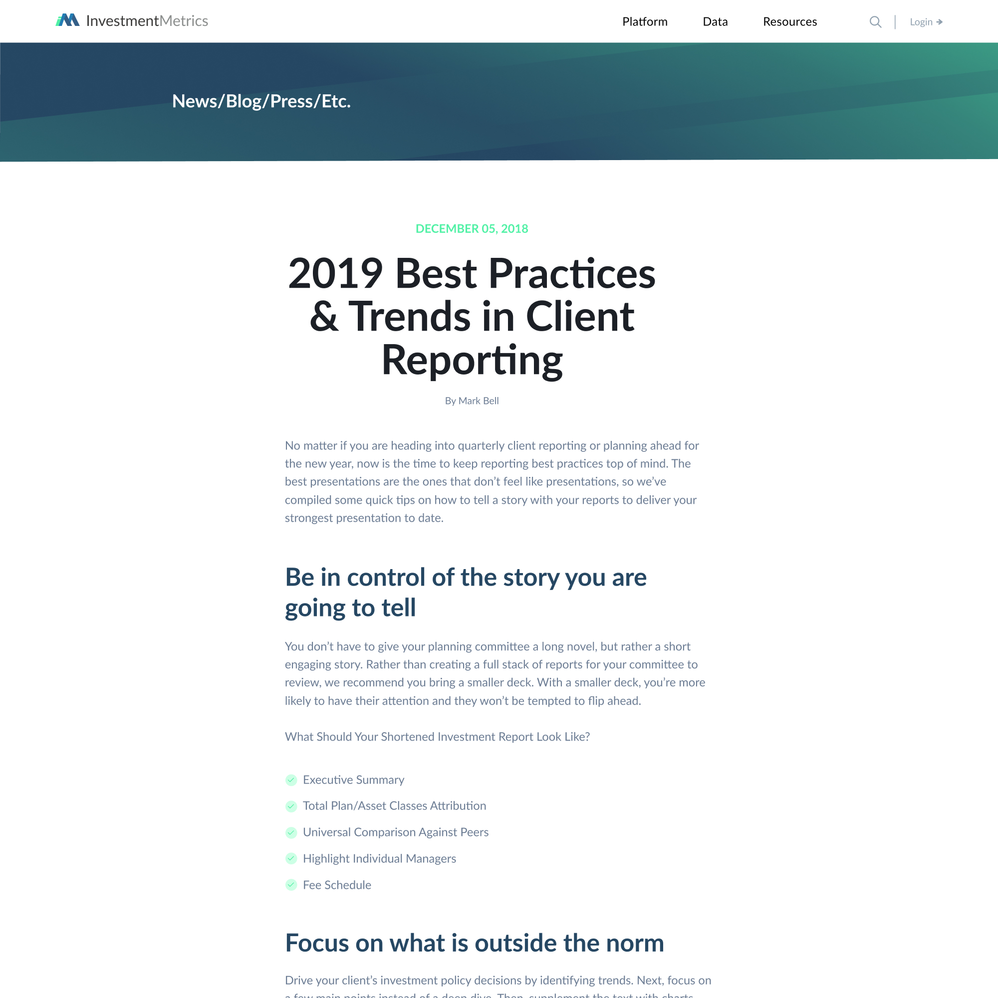 Investment Metrics designs