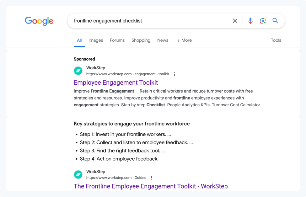 WorkStep featured snippet