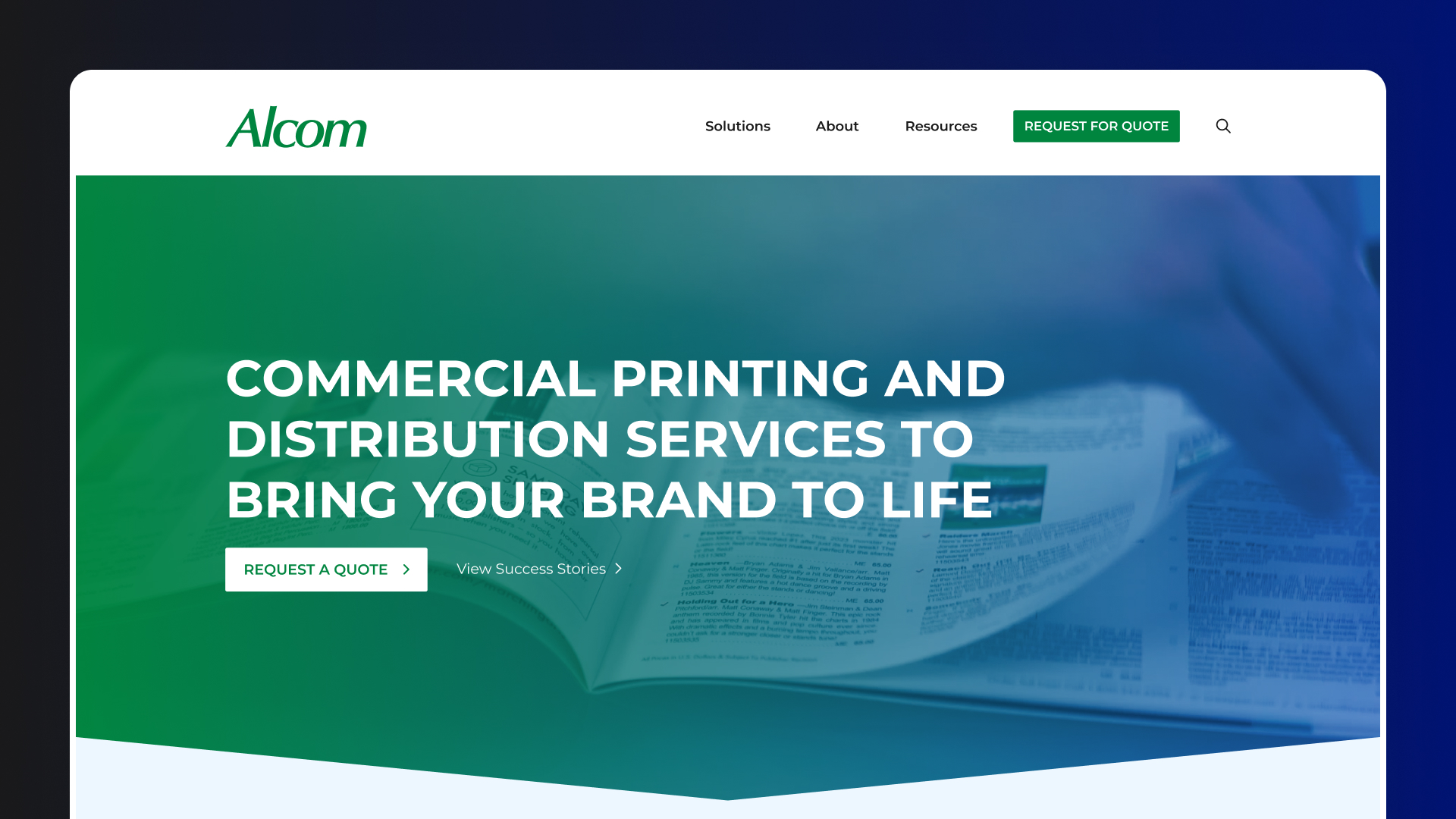 alcom printing website design