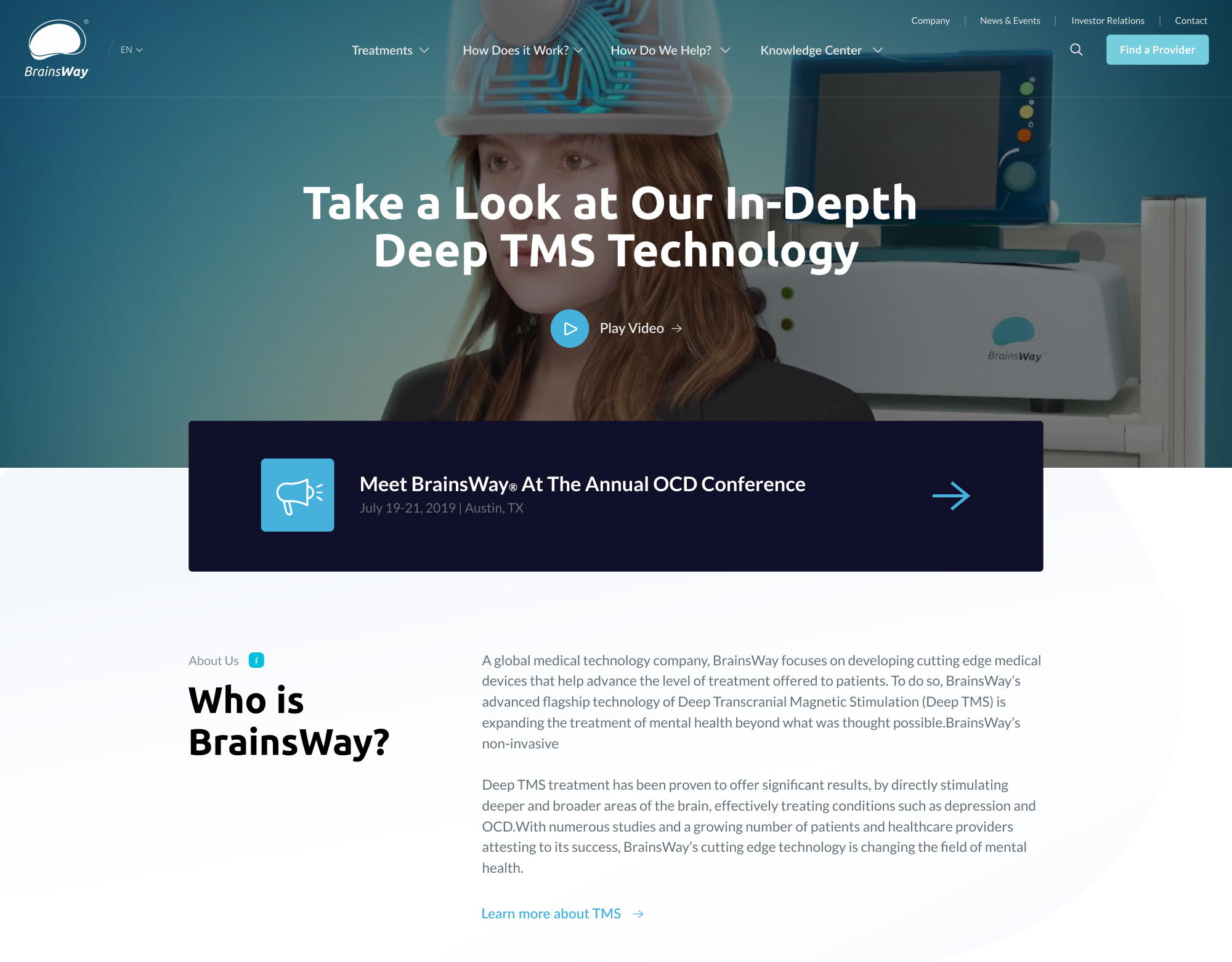 BrainsWay After Homepage design