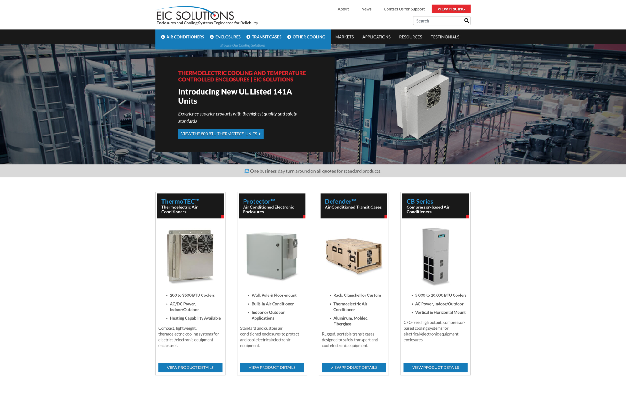 EIC Solutions Before Homepage design