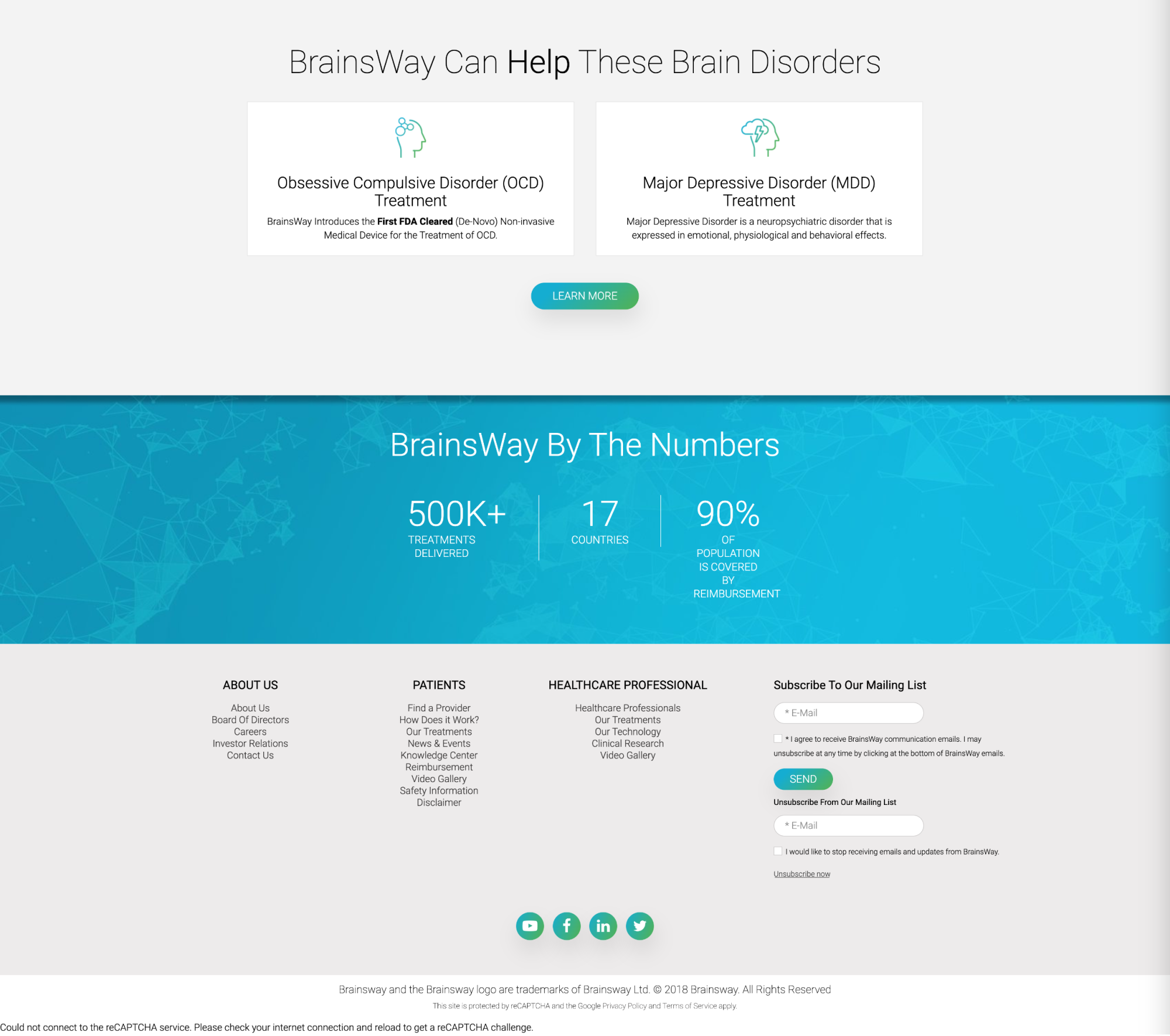 BrainsWay Before Homepage design