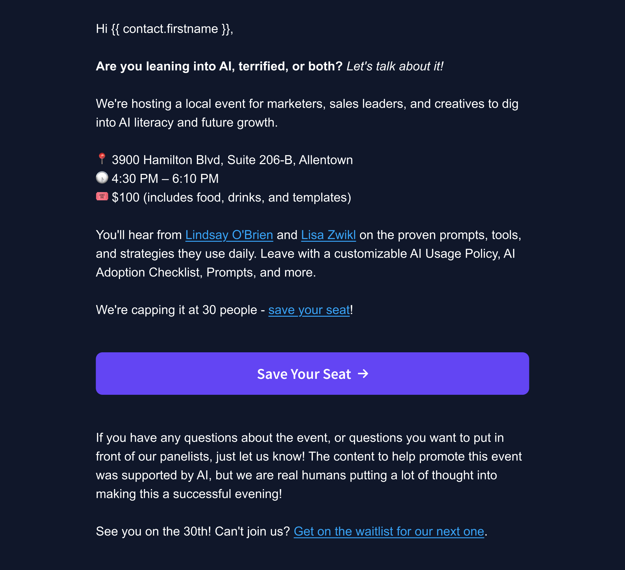 At The Acre Email Campaign 