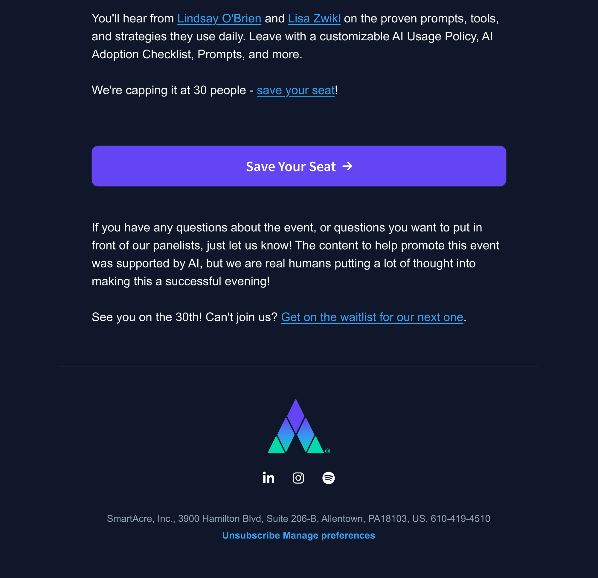At The Acre Email Campaign