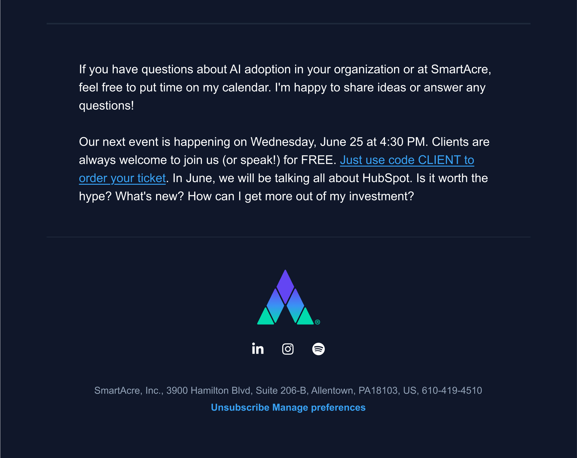 At The Acre Email Campaign