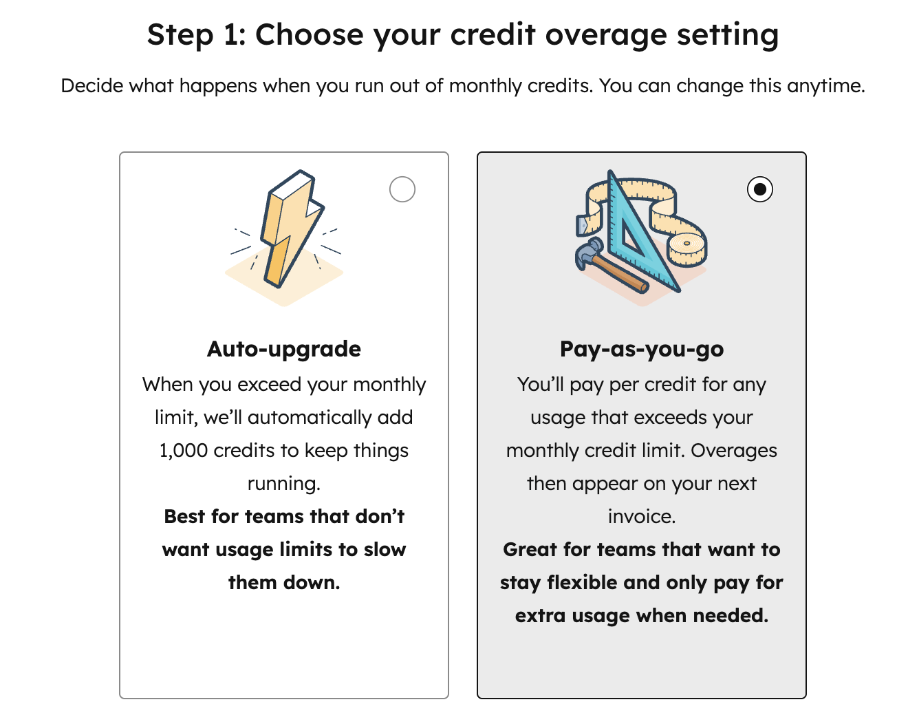HubSpot Credit Settings