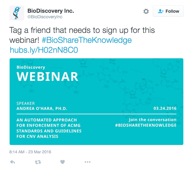 BioDiscovery Promotional Tweet